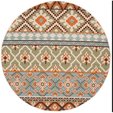Safavieh 5 ft. 3 in. x 5 ft. 3 in. Veranda Round Area Rug; Green & Terracotta VER097-0745-5R